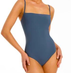 Seafolly Jetset Minimal Tank Steel Blue one piece swimsuit size 6 (S)